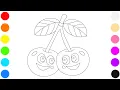 Cherry Coloring Page for Kids Learn Colors with Cute Cherry Drawing
