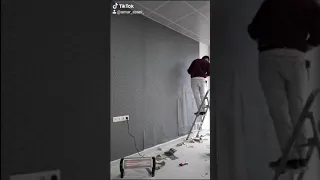 تركيب ورق جدران بسرعه خرافيه 