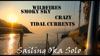 no wind no solar electric boat in lots of current – Sailing Oka Solo – 046