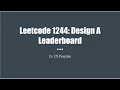 Leetcode 1244 Design A Leaderboard
