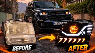DODGE NITRO Far Dönüşümü | Özel LED Tasarım ve Mercek Montajı
