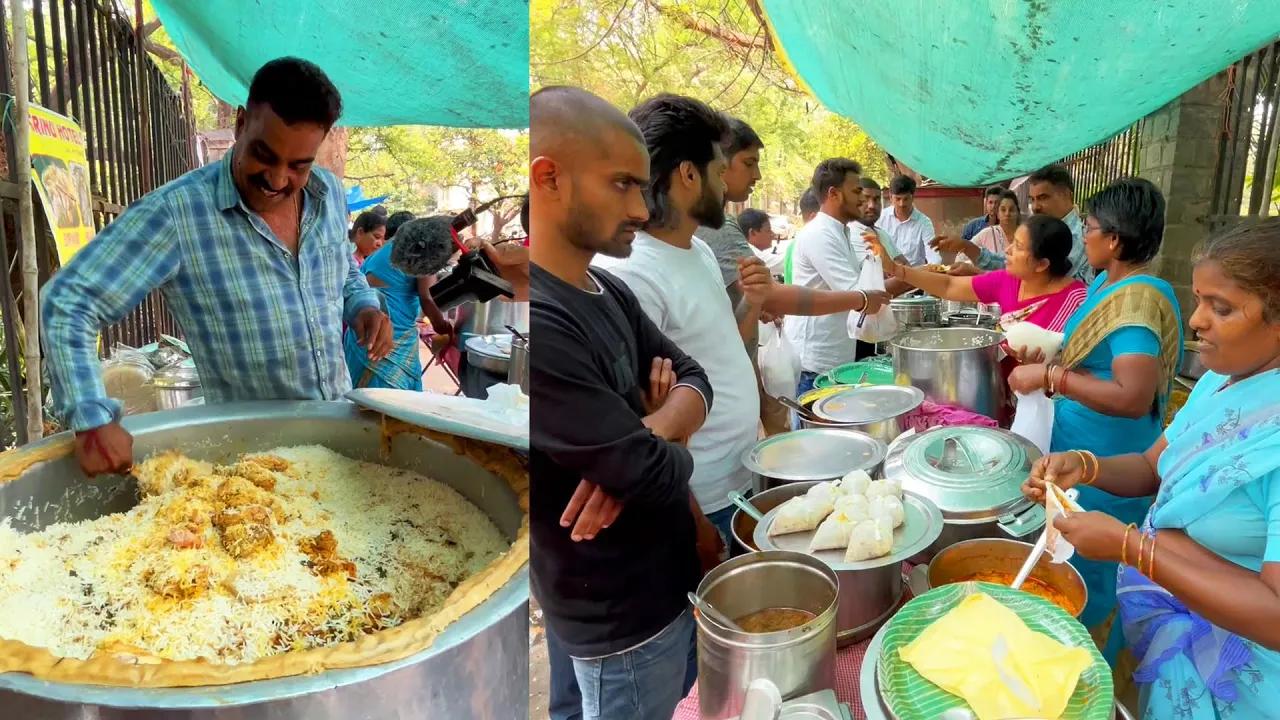 Srinu Anna Famous Biryani   Chicken Rice   Ragi Sankati   Best Road Side Biryani Hyderabad