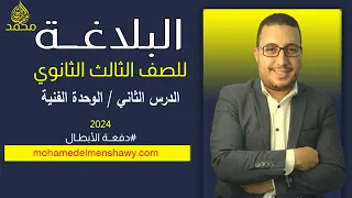 شرح البلاغة للصف الثالث الثانوي 2024 الدرس الثاني الوحدة الفنية العضوية 