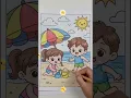 Cute Beach Coloring Page Summer Coloring for Kids