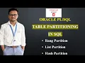 SQL Table Partitioning Range Partition Hash Partition List Partition