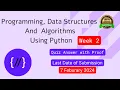 NPTEL Programming Data Structures and Algorithms Using Python Week 2 Quiz answer with proof 100