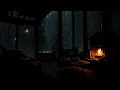 Download Lagu Cozy Rain Ambience in Cozy Wooden House in the forest with Rain falling on window and Crackling Fire