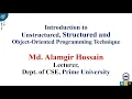 OOP C -01 Basic of Unstructured unstructured and object-oriented computer programming in bangla