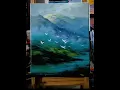 Dreamy Misty Mountains Acrylic Painting Beautiful Nature Art