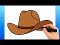 How To Draw A Cowboy Hat Easy Drawing Tutorial