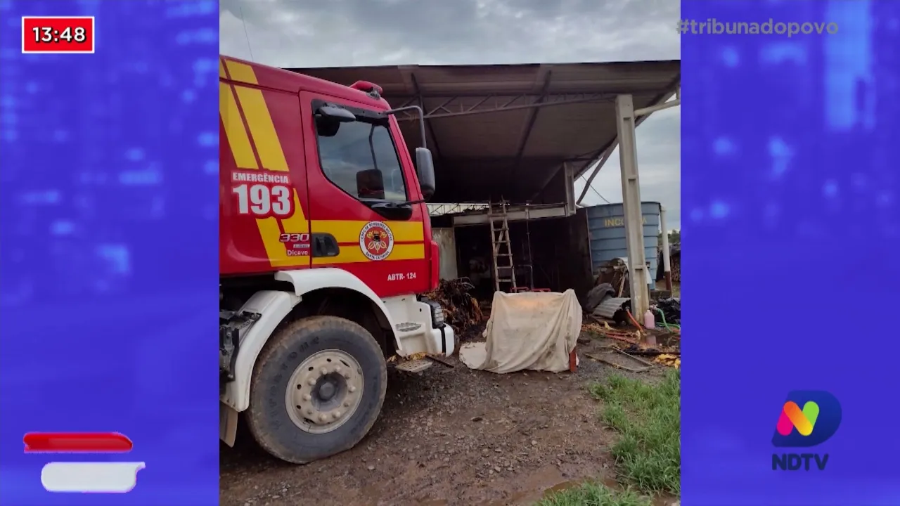 Incêndio destrói parte de estufa de fumo, fogo começou numa das hélices do motor