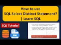 How to use SQL Select Distinct Statement SQL Tutorial For Beginners Learn SQL