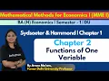 Ch 2 Introductory Mathematical Methods for Economics Functions of One Variable MME 1 Eco H