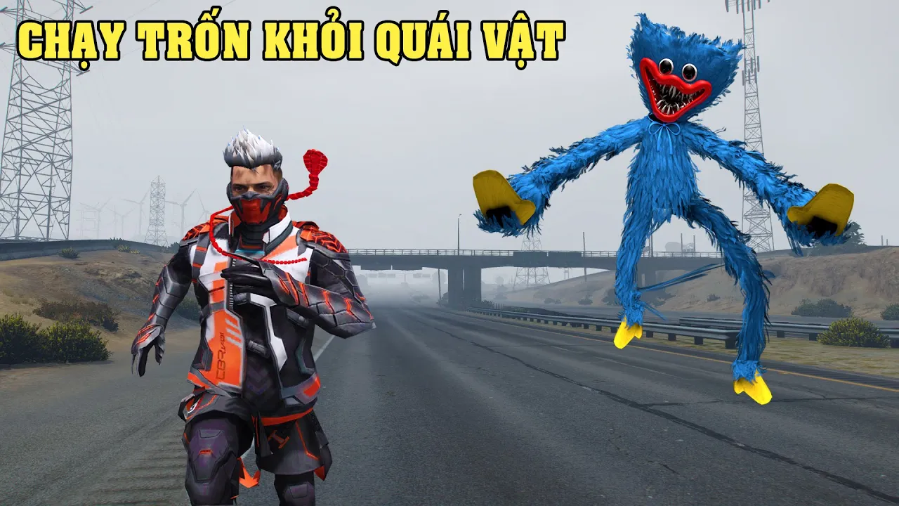 GTA 5 Free Fire Biệt Đội Cobra Bị Quái Vật Xanh Huggy Tấn Công Trong Nhà Máy Chế Tạo Vũ Khí Quân Đội