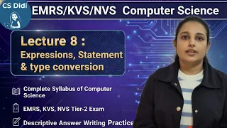 EMRS KVS NVS Lec 8 Expressions Statement type conversion Tier 2 Computer Science