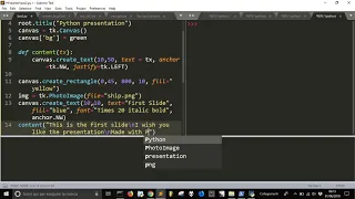 Python tkinter canvas 4 make a slide