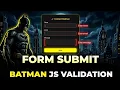 Form Validation with Shake Animation Batman Theme HTML CSS JS