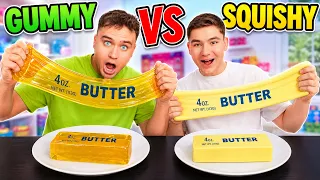 SQUISHY FOOD VS GUMMY FOOD CHALLENGE !