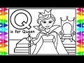 ALPHABET Coloring Page Q is for QUEEN QUEEN Coloring Pages for Kid Children Drawing Learn Colors