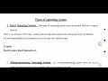 Types of Operating System Batch Multiprogramming Multitasking Real Time Os Distributed Os