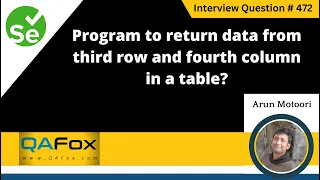 Program to return data from third row fourth column in a table Selenium Interview Question