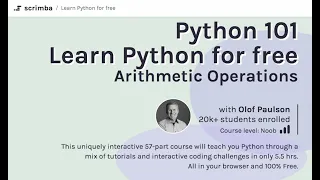Python 101 Part 8 Arithmetic Operations - Learn Python for beginners Tutorial