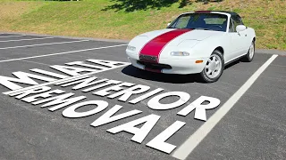 Ripping Out Our Project Miata's Interior & Carpet (We Found a Few Surprises)