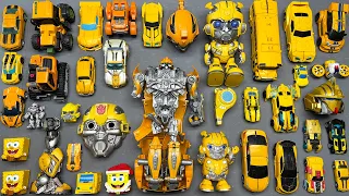 Satisfying 100+ Yellow Transformer Robot Car Toy: BUMBLEBEE, TOBOT, CARBOT & SPONGEBOB Unboxing Play