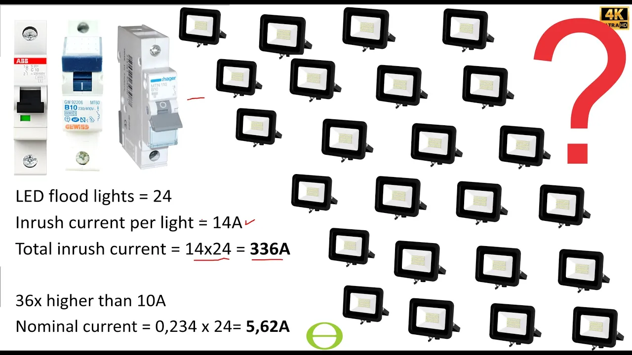 How many LED lights can be connected to a circuit breaker?