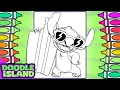 Color Stitch on a Surfboard Beach Day Coloring for Kids