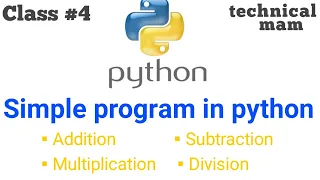 Sum of two no Program using python simple addition subtraction Multiplication division program