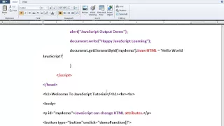 JAVASCRIPT OUTPUT ALERT INNERHTML DEMO