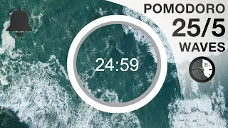 Pomodoro Timer Waves Sound - 25 Minute Timer Study Timer | Pomodoro 25/5 & Pomodoro Technique