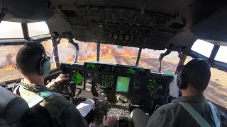 Insane Cockpit View of US C-130 Battling Giant Fire