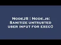 NodeJS Node js Sanitize untrusted user input for exec