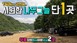 홍천강 마곡유원지 모곡밤벌, 수도권 캠낚 명소, 캠핑카 차박 텐트 모두 OK, 무료캠핑 차박낚시 취사야영, 140km 강변에 단 1곳 시원한 나무그늘, 홍천강 마곡유원지 모곡밤벌 썸네일