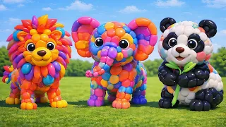 Long Slide Game With Cow Elephant Gorilla Hippopotamus Tiger - 3d Animal Game - Funny 3d Animals