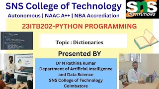 DICTIONARIES PYTHON PROGRAMMING SNS Institutions