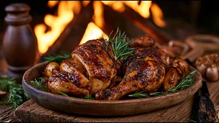 SERBIAN STUFFED CHICKEN Over Fire! 🍗🇷🇸 Primitive Cooking