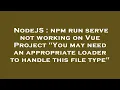 NodeJS npm run serve not working on Vue Project You may need an appropriate loader to handle this