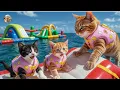 Download Lagu The mother cat and her kittens went to the beach and were attacked by a shark 🎋🍜🐱