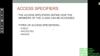 ACCESS SPECIFIERS CLASS AND OBJECTS PART 2 C
