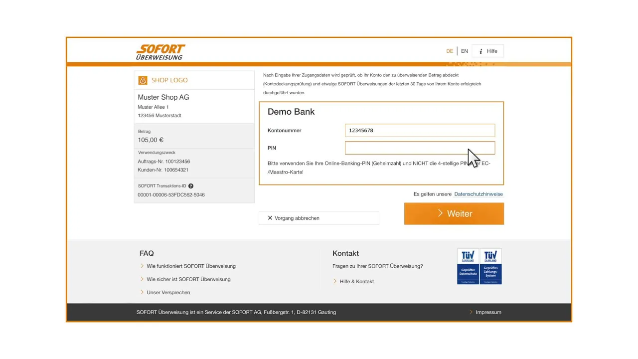 
          
          
          
            
            SOFORT Überweisung: Beim Shopping direkt per Online-Banking bezahlen
          
        . 