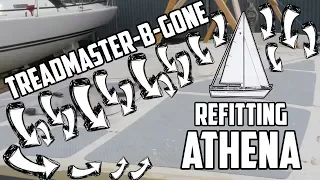 Sail Life – Removing Treadmaster and deck hardware – DIY sailboat refit