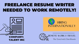 FREELANCE RESUME WRITER NEEDED TO WORK work from home job