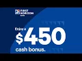 First Horizon Bank 450 Cash Bonus Promo for New Checking Account Customers - Sign Up Bonus