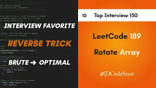 LeetCode 189 - Rotate Array LeetCode Top Interview 150 JavaScript Solution JDCodebase