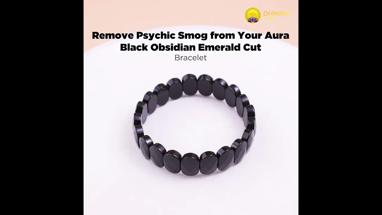 Remove Psychic Smog from Your Aura: Black Obsidian Emerald Cut Bracelet - Abhimantrit & Certified
