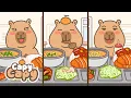 Capy Capy Capybara cartoon School lunch 2 ASMR mukbang