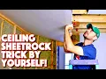 Amazing Trick To Hang Sheetrock Drywall On A Ceiling By Yourself